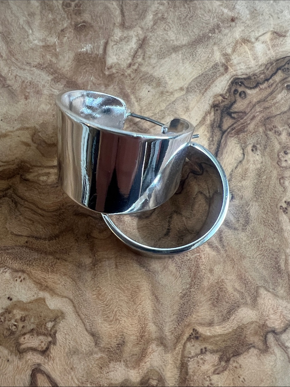 Kenneth Cole Silver Wide Cuff Hoop Earrings